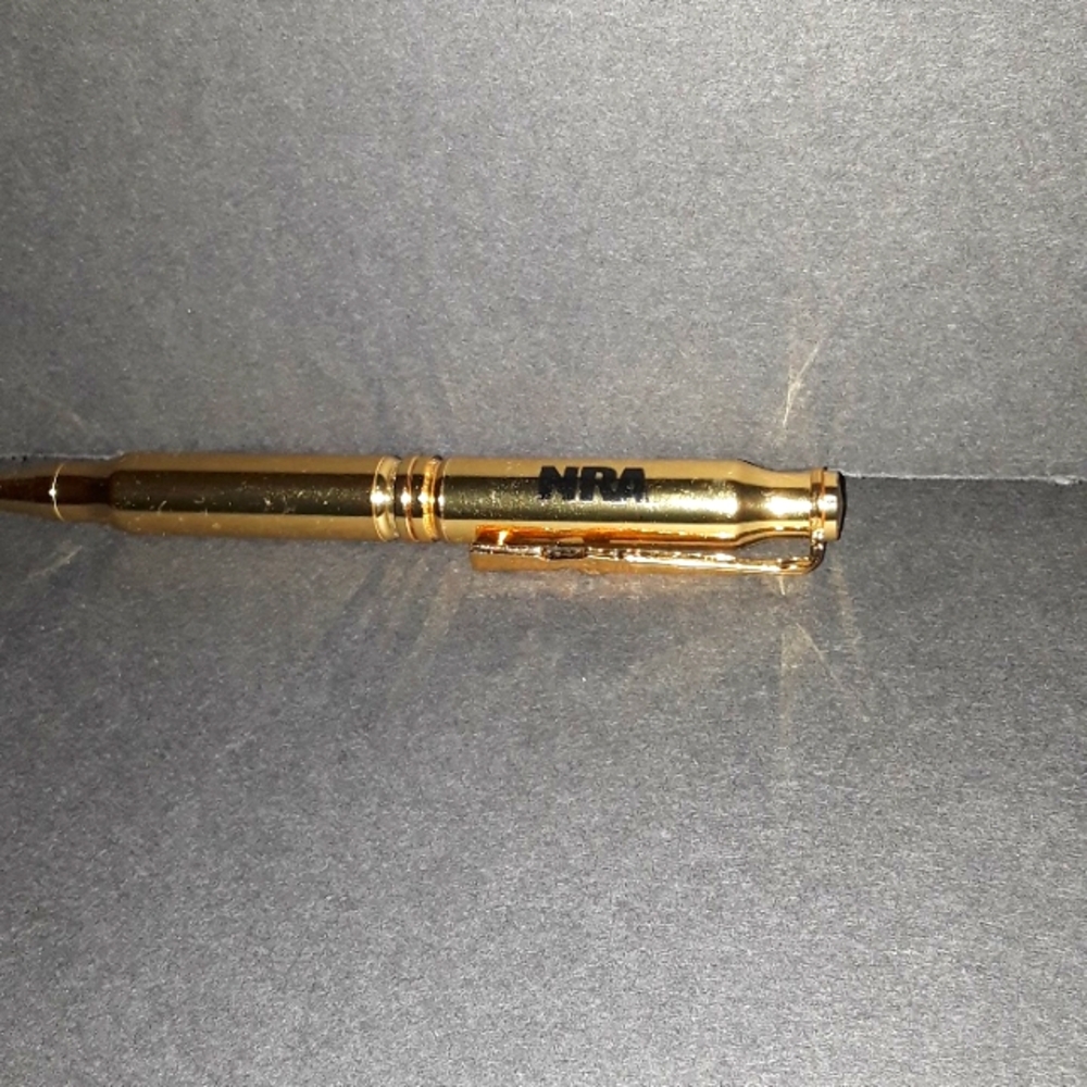 RARE VINTAGE NRA BULLET RIFLE CLIP GOLD PEN WRITES BLUE